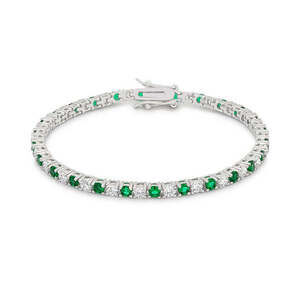 Silvertone Finish Victorian Cubic Zirconia Tennis 8 Inch Bracelet